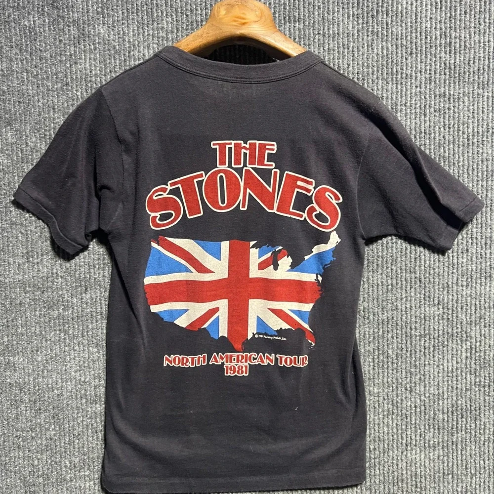 Vintage Rolling‎ Stones T Shirt Mens Small Black 1981 North American Tour Band T